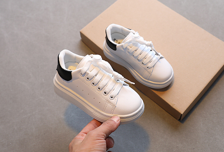 Mother&Kids Children's sports shoes casual breathable leather board shoes for boys small white shoes for girls large single shoes for children_voghion.com