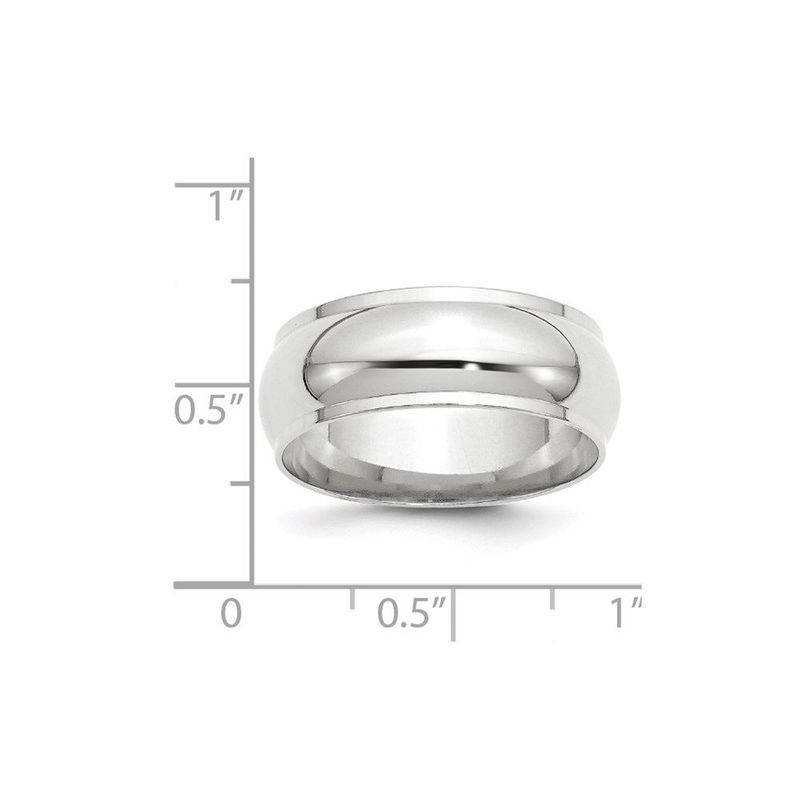 14k White Gold 8mm Half Round With Edge Wedding Band Size 10.5_voghion.com