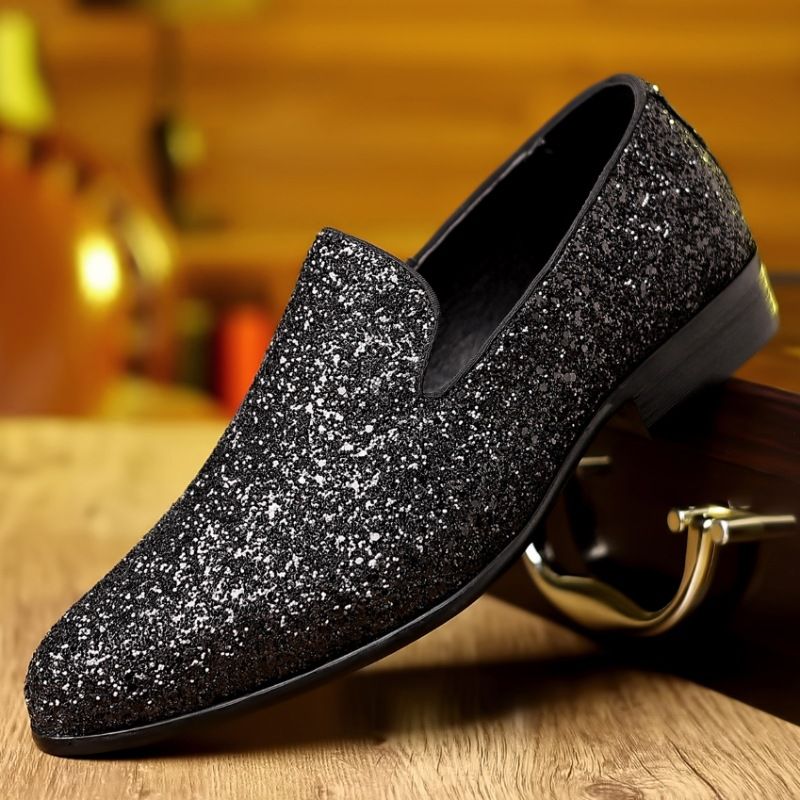 Große Herren Casual Koreanische Version Trendy Und Personalisierte Bean Pailletten Lefu Lederschuhe_voghion.com