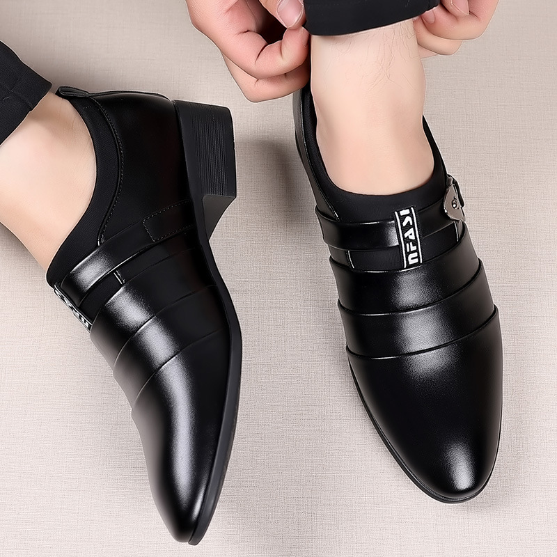 Formal Shoes For Man Dress Leather Shoes Oxfords Shoes Comfortable Pointed-Toe Business Casual Shoes Slip-On_voghion.com