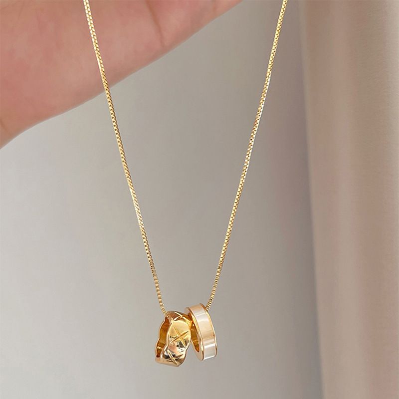 Collier avec pendentif en forme de petit cercle plaqué or véritable, chaîne de clavicule tendance, nouveau bijou élégant et léger_voghion.com