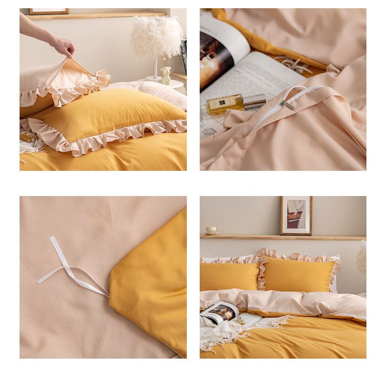Luxury Ruffled Duvet Cover With Patchwork Patterns - Soft Milled Velvet, Active Dyed Colors, Multi-Color Options_voghion.com