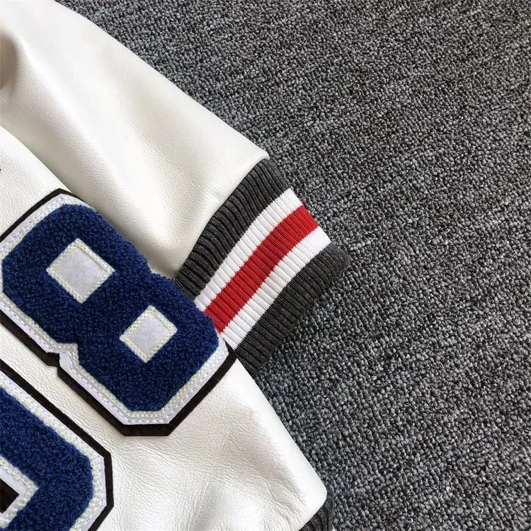 Giacca da baseball bianca ricamata da uomo e da donna, stile retrò Y2K - Moda primavera e autunno_voghion.com