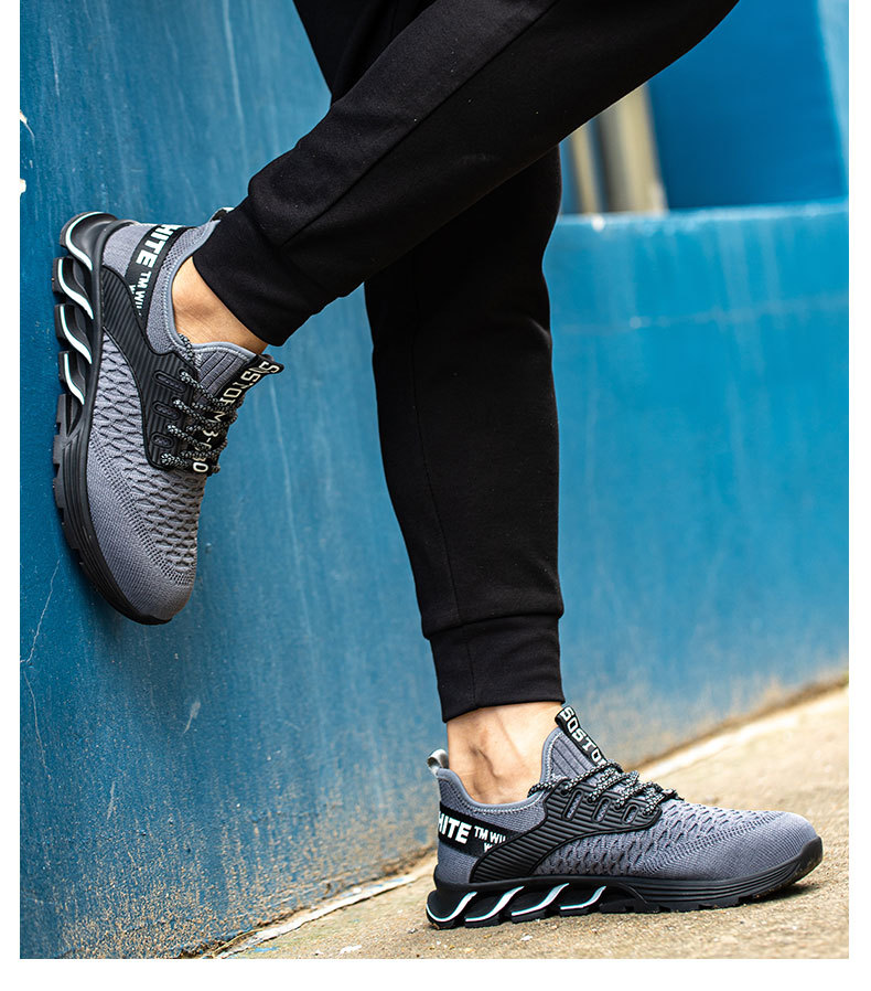 Scarpe con puntale in acciaio da uomo Le scarpe per l'assicurazione del lavoro sono traspiranti leggere e deodoranti fracassano e puntali in acciaio anti-piercing_voghion.com