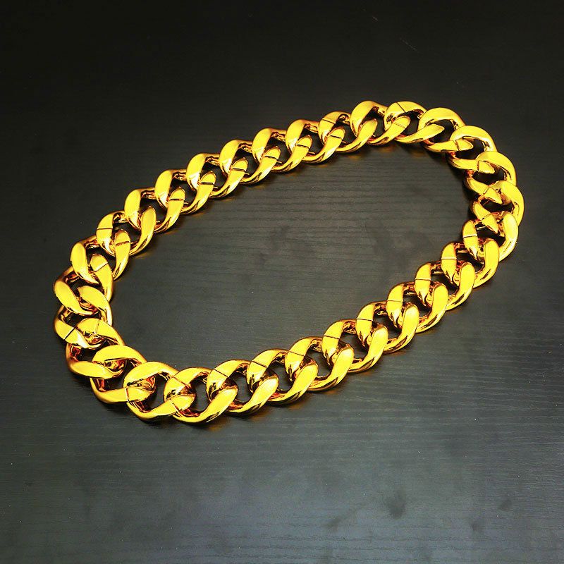 Hip Hop Exaggerated Large Chain Plastic Simulation Gold Necklace Personalized Performance Props,Street Art,Rapper,Cool And Personalized,No Fade_voghion.com