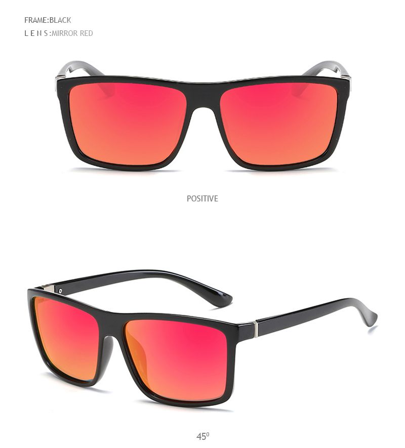 Occhiali da sole classici neri quadrati polarizzati da uomo, occhiali da sole blu a specchio alla moda, unisex, vintage, antiriflesso, per la guida_voghion.com