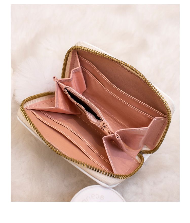 Bestickte Geldbörse im Vintage-Stil mit Pompom-Anhänger – Kurze Geldbörse mit mehreren Kartenfächern, süße Akkordeon-Handtasche für Mädchen_voghion.com