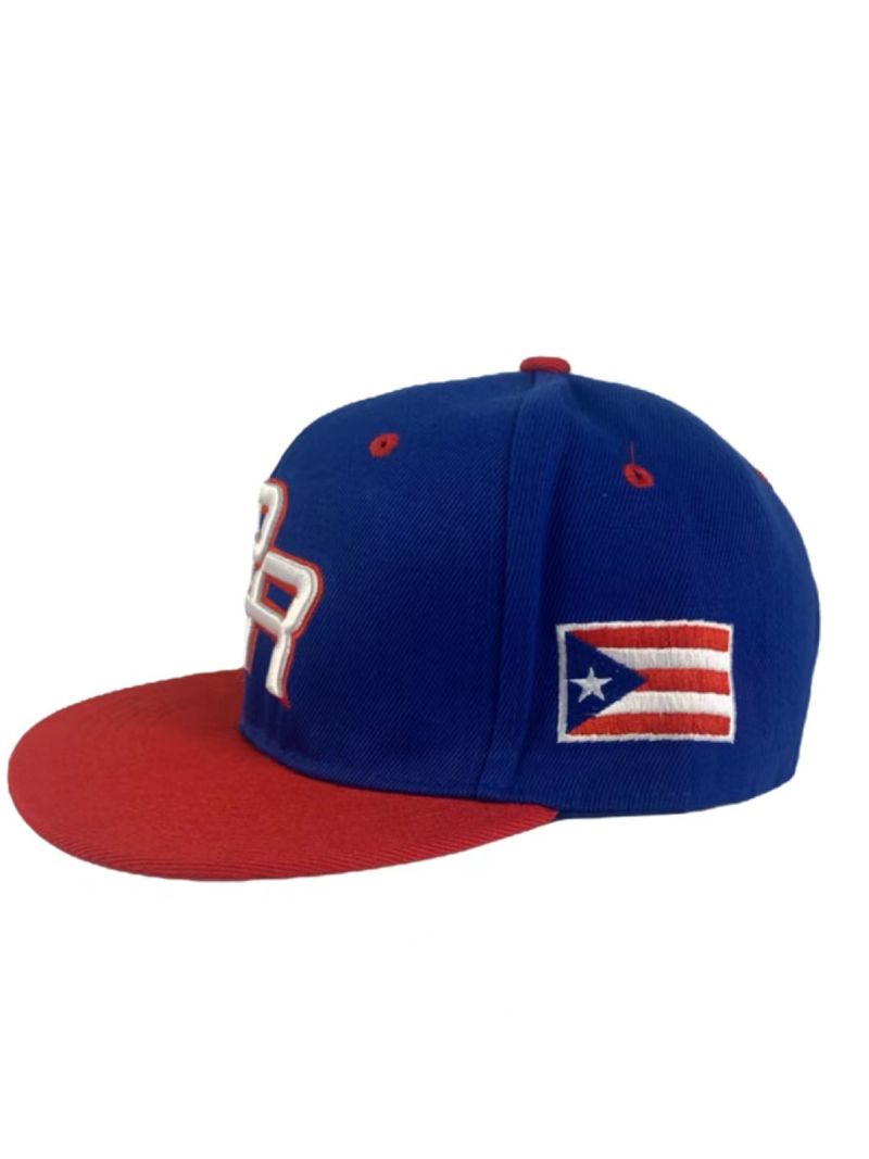 Puerto Rico Baseball PR Bestickte Kappe mit flacher Krempe, geeignet für alle Jahreszeiten, mit englischen Buchstaben_voghion.com
