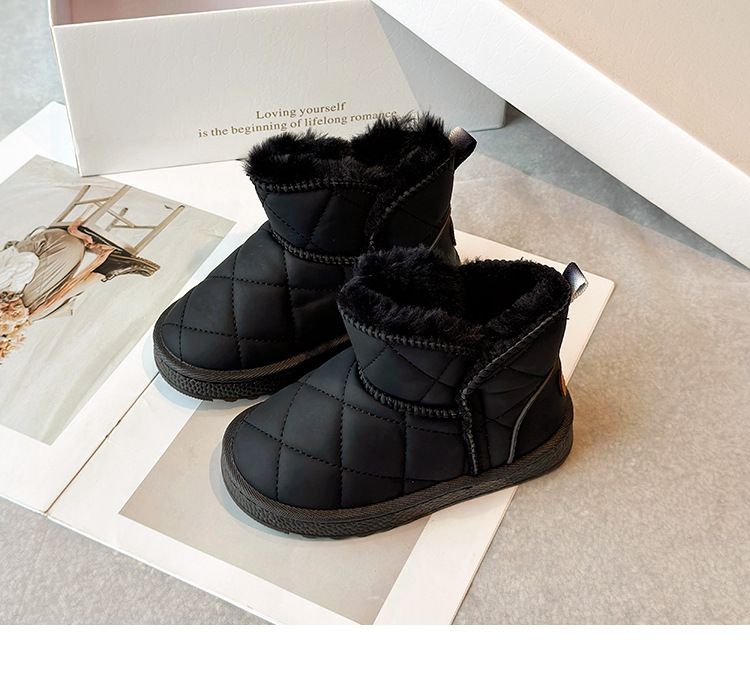 Stivali da neve per bambine con fodera in pile, ispessiti, nuovo stile invernale 2025, classici per bambini, caldi e corti_voghion.com