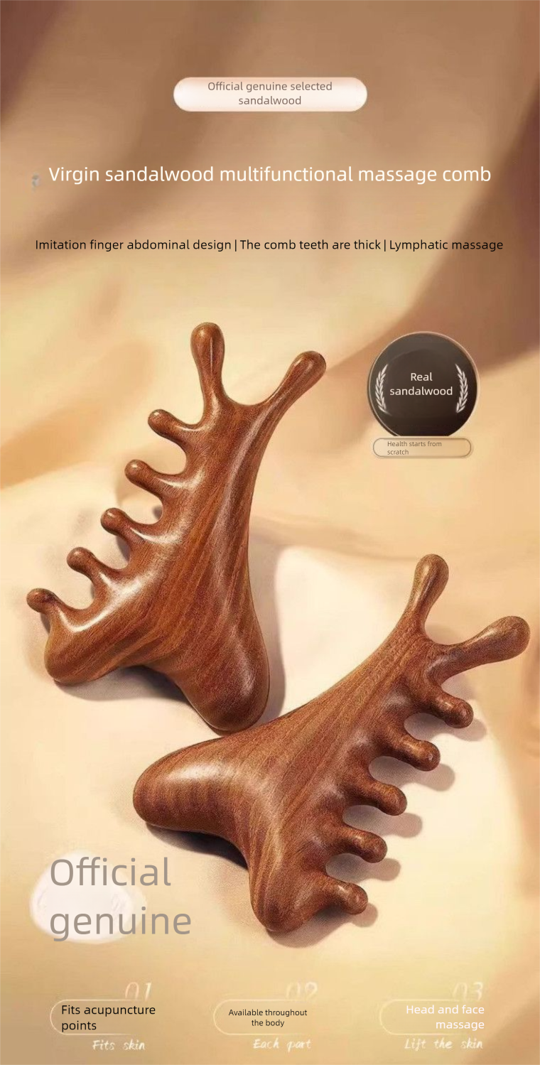 Xincaotang 4-in-1 Massage Gua Sha Finger Meridian Head Neck Triangle Comb Multi-Functional_voghion.com