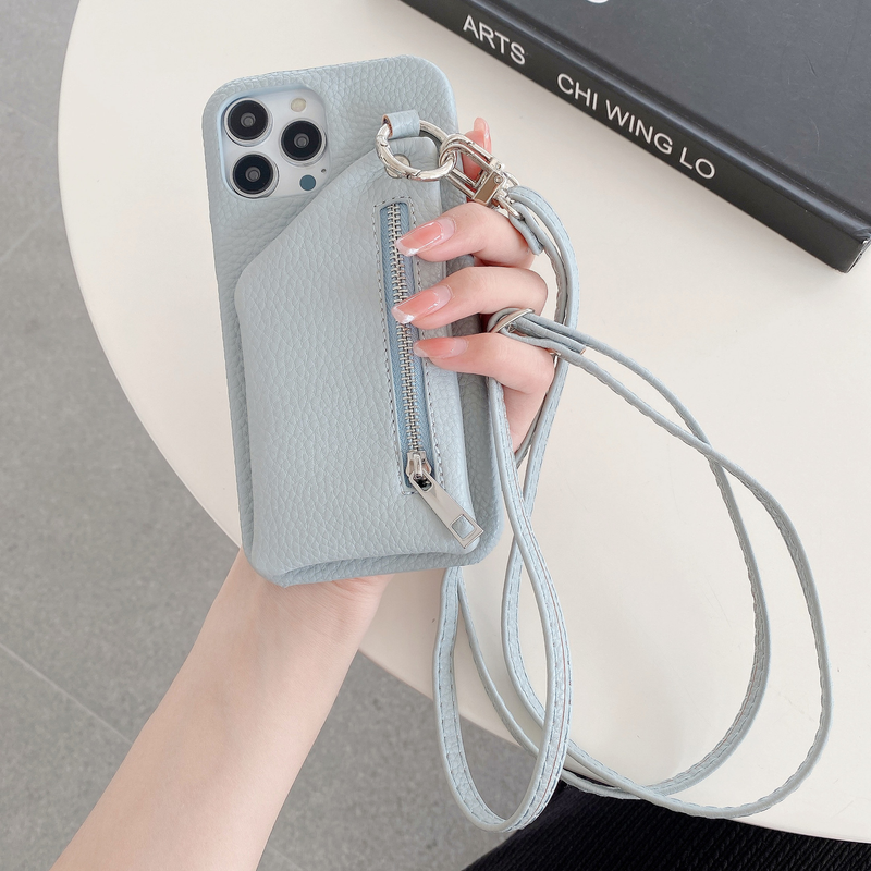 Mobile phone case purse card holder mobile phone case suitable for iPhone15 mobile phone case Apple 14pmax litchi pattern protective cover_voghion.com