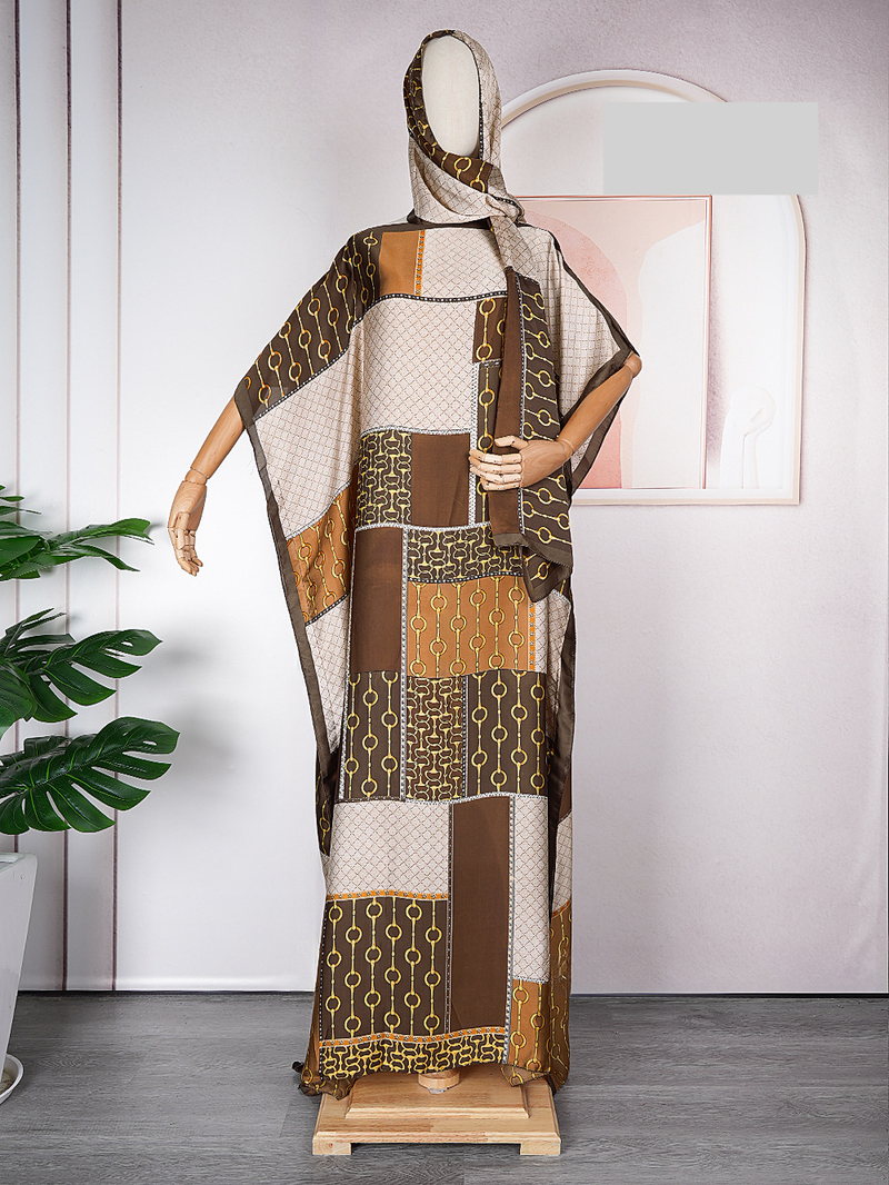 Women's Clothing plus size new letter robe Muslim commuter dress with headscarf_voghion.com