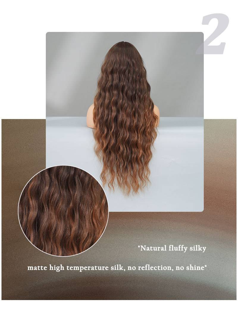 Parūka, ūdens viļņu cirtaini mati, pilna galvassega, augstas temperatūras zīda ķīmiskās šķiedras parūka_voghion.com