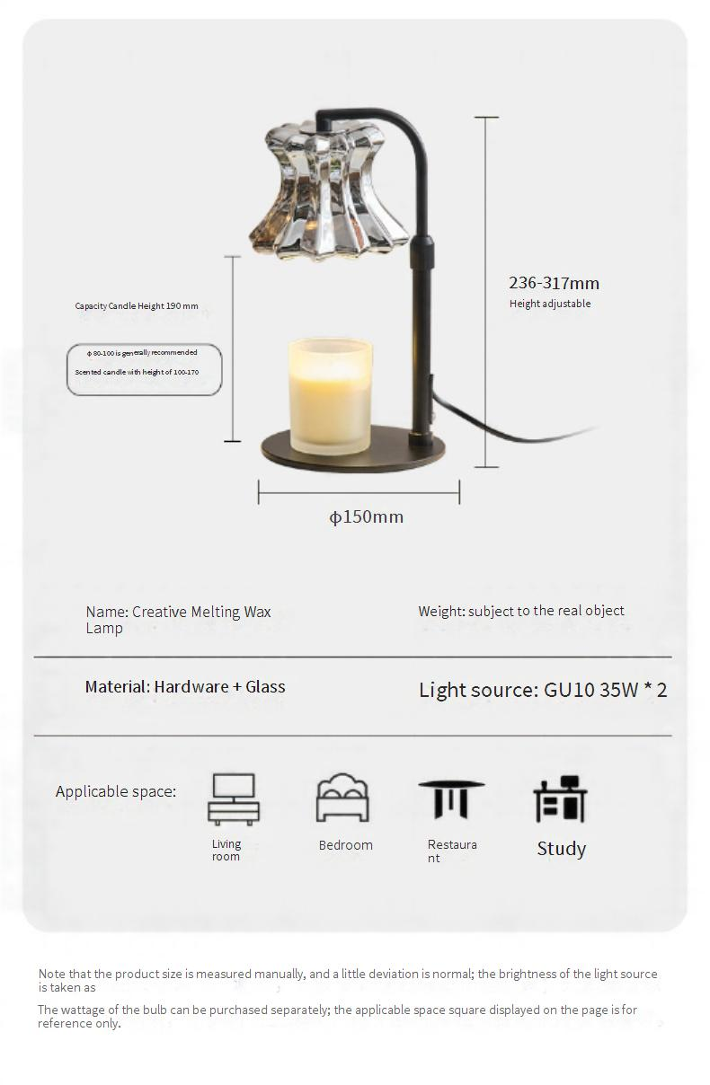 Lampada per aromaterapia, lampada per fusione di cera, può regolare la fragranza, candela per fusione, lampada per candela da comodino, lampada calda_voghion.com