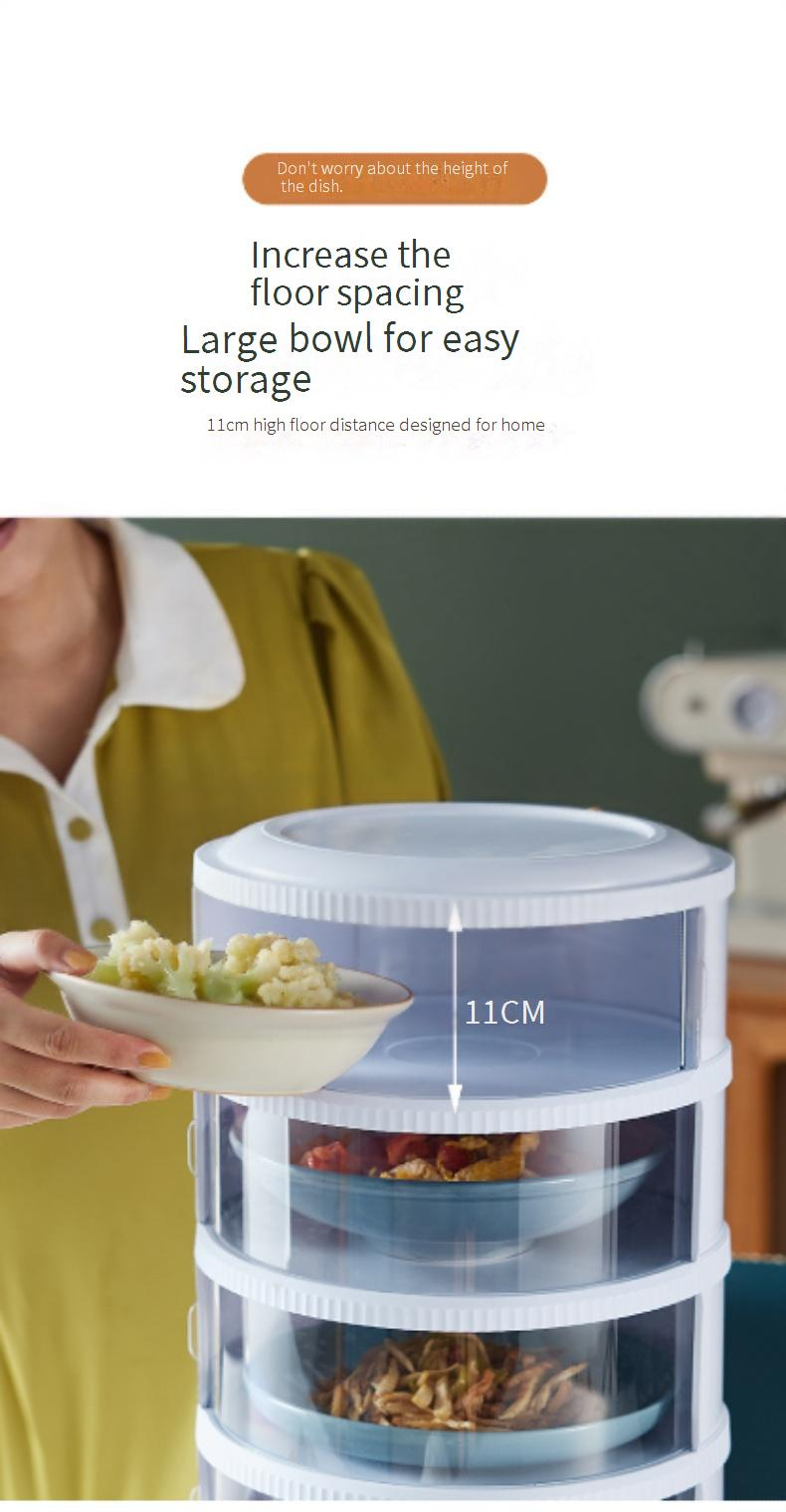 3-Tier Transparent Food Cover - Plastic Stackable Storage Container For Kitchen (Dust & Insect Proof Fridge Organizer)_voghion.com