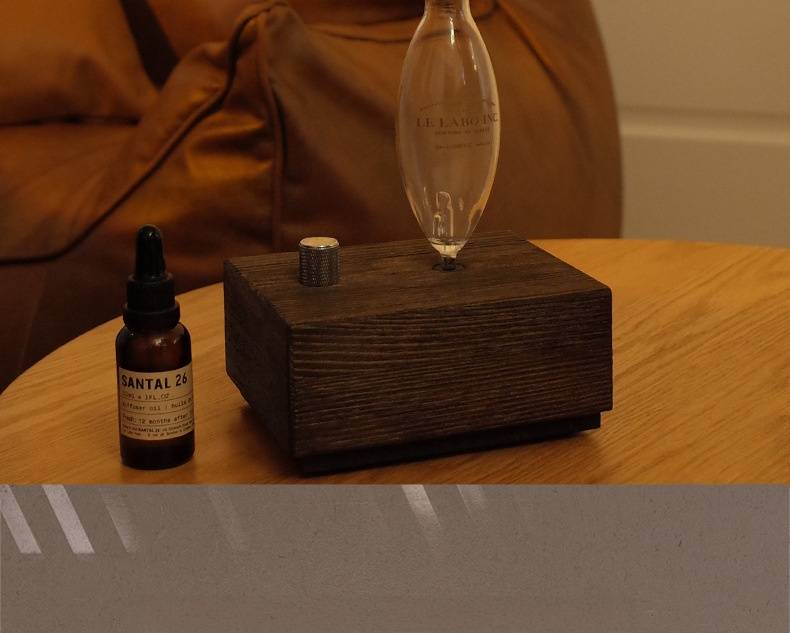 Vintage Wooden Aroma Diffuser - Essential Oil Humidifier For Home, Office & Gift, Silent Operation, Timer Function, Elegant Dark Brown Design_voghion.com