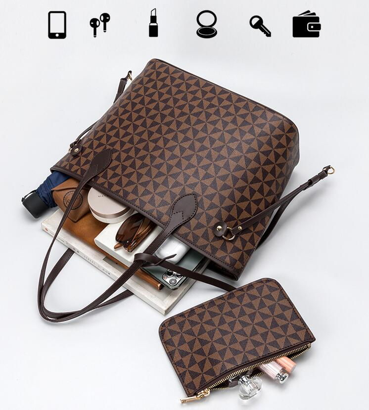 High Quality Women 2pcs/set Composite Totr Handbag Fashion Shoulder Bags Shopping Bag With Clutch Wallet_voghion.com