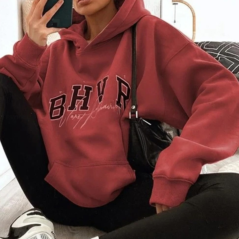 Women's Clothing Game Letter Printing Plus Fleece Warm Long Sleeve Hoodie_voghion.com