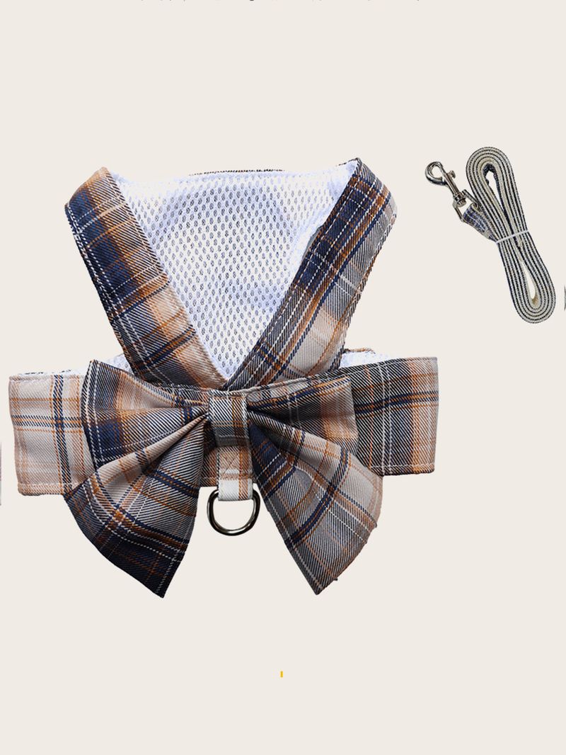 1 Stück Haustier-JK-Karorock und Karoweste, Traktions-Outfit, geeignet für Teddyhunde und -katzen – ein Outdoor-Rock mit Geschirr und Hundeleine_voghion.com