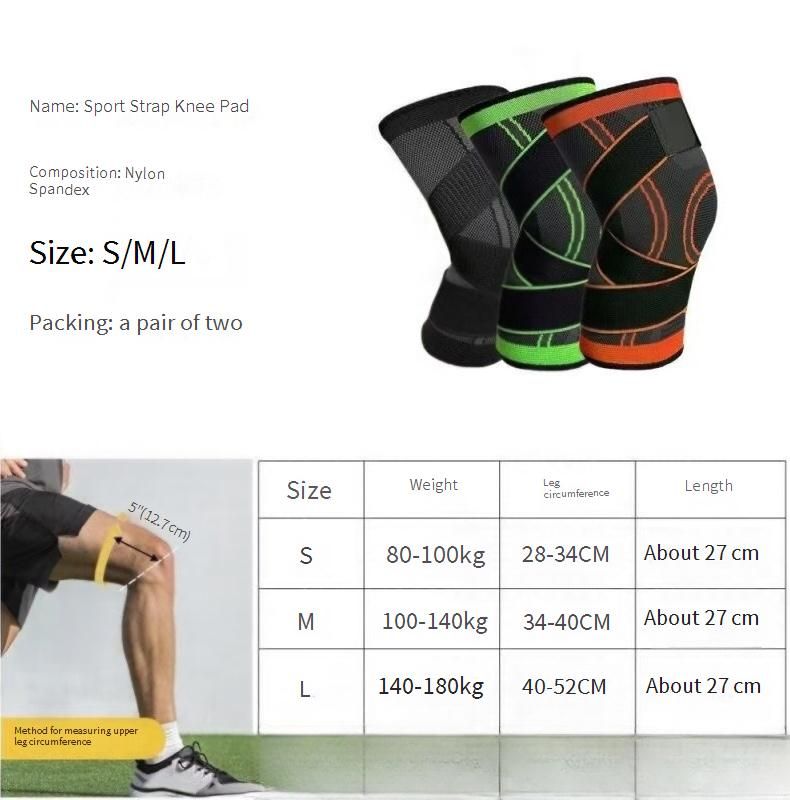 Breathable & Non-Slip Knee Support Brace For Hiking, Running, Cycling & Fitness - Adjustable Nylon Strap (S/M/L, Grey/Orange/Green)_voghion.com