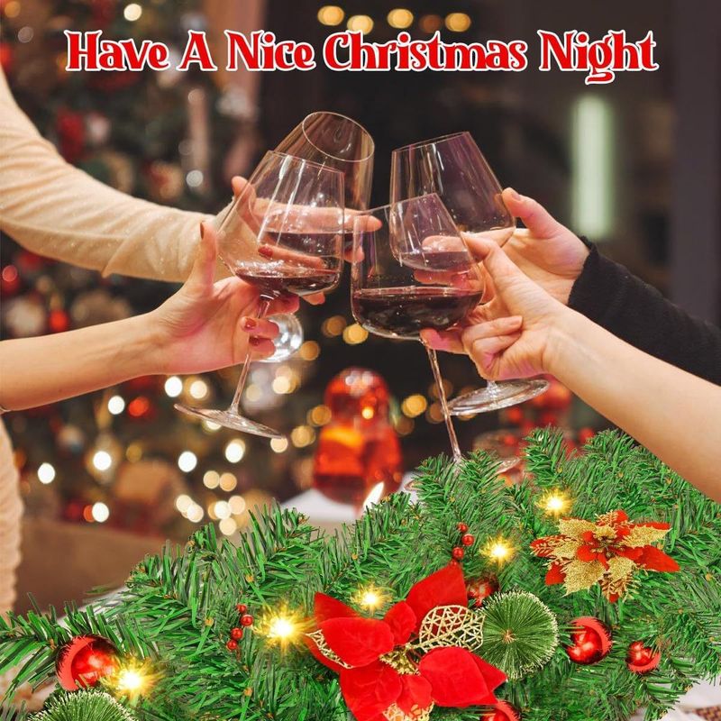 Ghirlanda natalizia da 2,7 m/1,8 m con 50 luci LED, resistente decorazione natalizia in PVC da appendere alla porta per albero di Natale, parete, camino_voghion.com