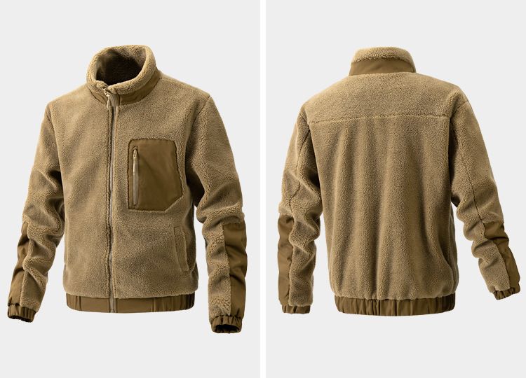 Men's Shearling-Lined Jacket Autumn/Winter Collection Stand-Up Collar Fleece-Lined Casual Jacket New Style Cardigan Outdoor Menswear_voghion.com