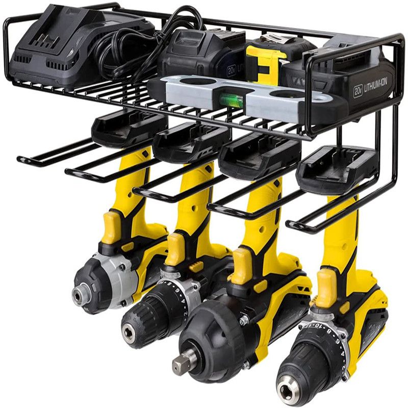 Iron Hand Electric Drill Bracket Wall-mounted Electric Tool Rack Charging Drill Storage Rack Garage Tool Storage Rack_voghion.com