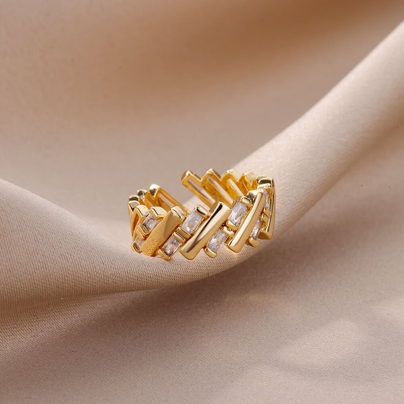 Mode Zirkon Ringe Für Frauen Edelstahl Bar Öffnung Geometrische Ring 2024 Trendy Hochzeit Ästhetischen Schmuck anillos_voghion.com