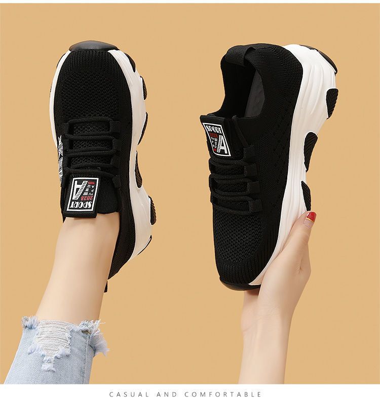 2024 Women's Spring New Single Korean Versatile Casual Comfortable Breathable Sports Increase Weight And Show Slim Mesh_voghion.com