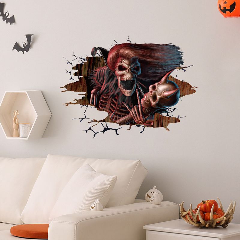 Horror Skeleton Ghost Halloween AFH12243D Broken Window Living R Bedr Decoration Wall Stickers_voghion.com
