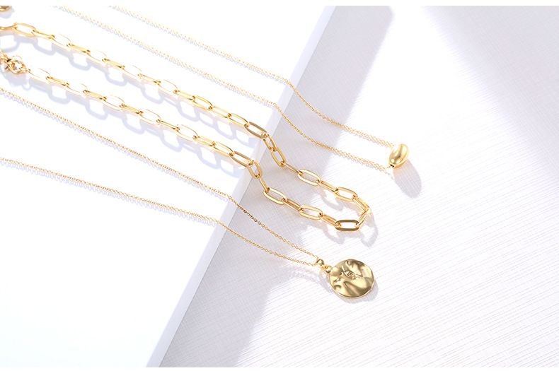 Colgante multicapa para mujer, cadena de clavícula sencilla, collar con temperamento, suéter, accesorios para ropa_voghion.com
