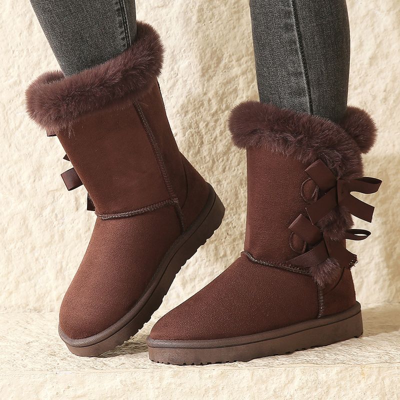 Women's Snow Boots Mid-Calf Warm Fur Lined Boots Ladies Slip on Fashion Bootie_voghion.com