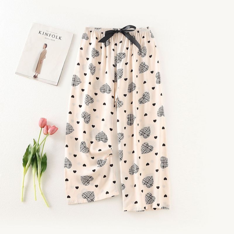 Women's Sleepwears Cotton silk pajama pants beach pants can be worn over a large size home dress nine point pants_voghion.com