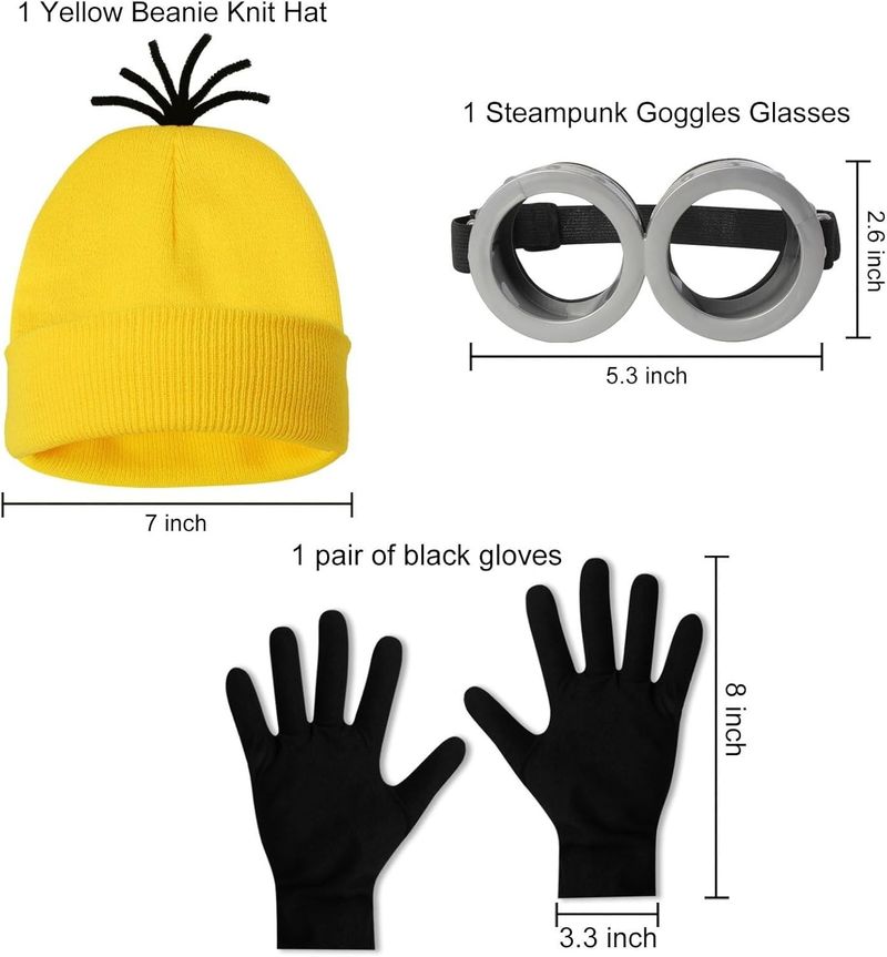 Small Yellow Hat Knitted Hat Gloves suit Halloween Dress Up Props cosplay Role Playing_voghion.com