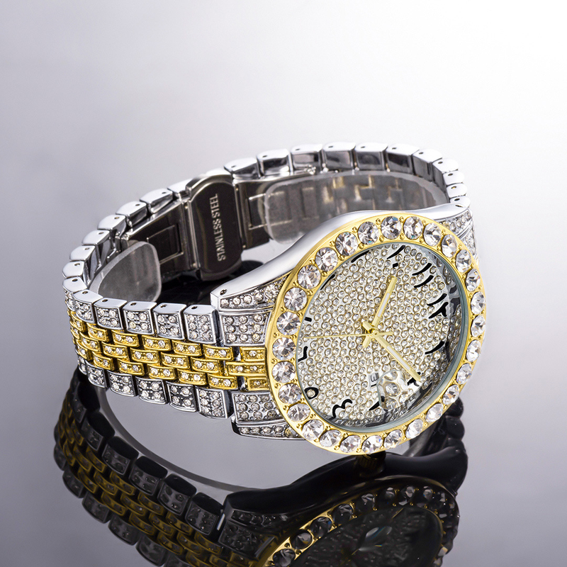 MISSFOX Herren-Armbanduhr, Hip-Hop-Mode, voller Diamanten, hochwertiges Gold, großes Zifferblatt, wasserdichte Quarzuhr_voghion.com