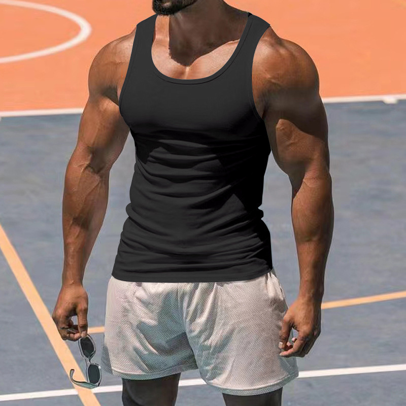 New Men's Pure Cotton Tight Vest Casual Sports Tank Tops Middle-aged Sleeveless Basic Tops Quick Drying Bodybuilding Vest_voghion.com