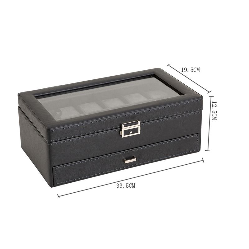 Black Green New Lychee Pattern High End Watch Box 3 Bit 6 Bit 12 Bit Double Layer Watch Jewelry Storage Box_voghion.com