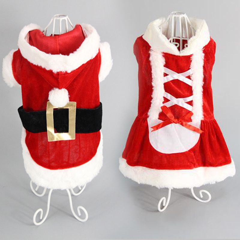 Costume da Babbo Natale, classico cappotto natalizio per cani_voghion.com