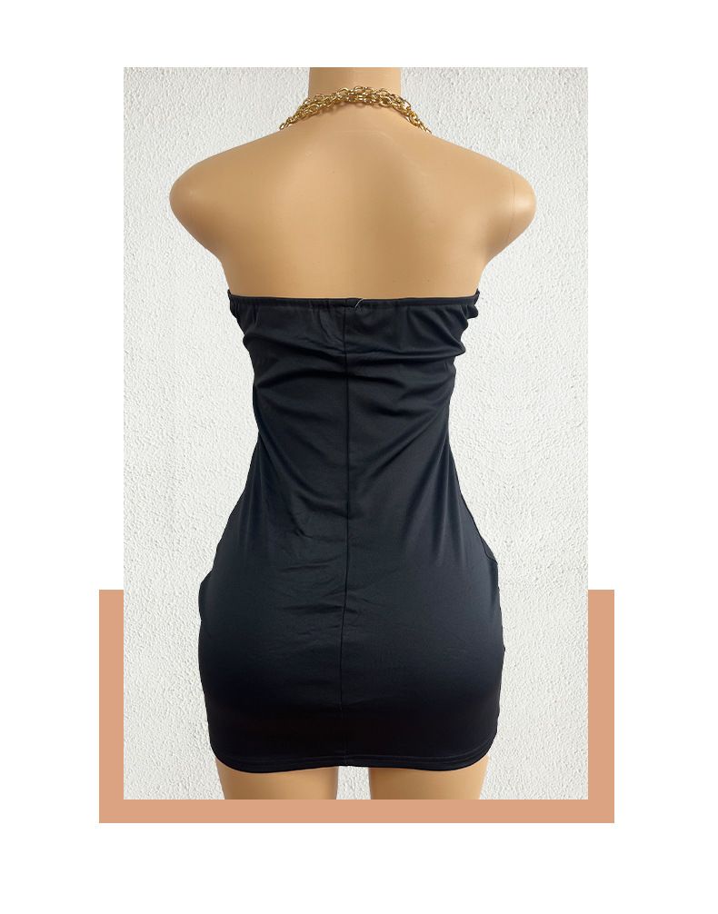 Abito da sera con scollo a catena di alta qualità, abito da sera sexy con scollo a V che abbraccia i fianchi, puro desiderio di mostrare la figura, abito senza schienale_voghion.com