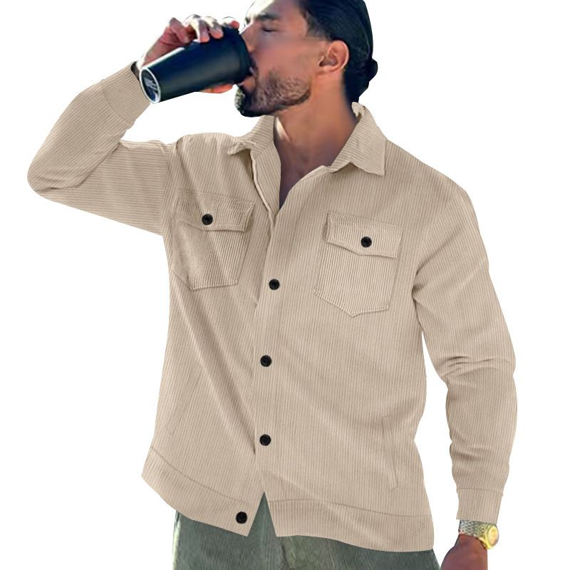 Men's Corduroy Jacket – Single-Breasted Notch Lapel, Breathable & Wrinkle-Resistant, Multi-Pocket Casual Blazer (S-XXXL, Autumn Essential)_voghion.com