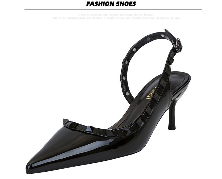 Women's simple fashion sexy nightclub stiletto high heel shallow mouth pointed rivet hollow women's sandals_voghion.com