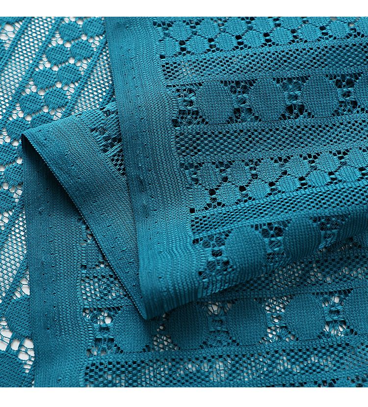 Blue Dot Lace Door Curtain – Elegant Sheer Panel For Living Room & Bedroom (150x200cm, American Style)_voghion.com