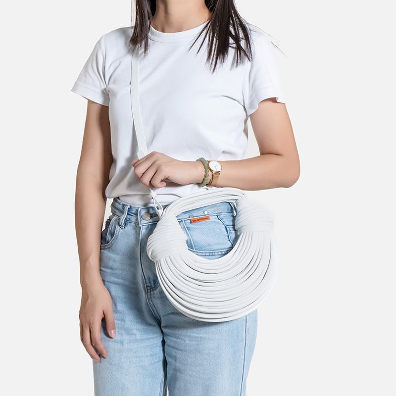 Borsa a tracolla singola con nodo in noodle, da donna, intrecciata a mano, 2025, nuova moda, puramente fatta a mano_voghion.com