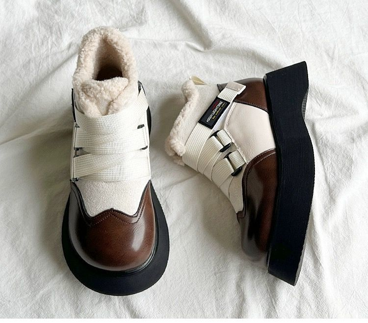 2023 Thick soled elevation matching color warm snow boots and thick female Martin boots non-slip ankle boots Platform snow boots_voghion.com