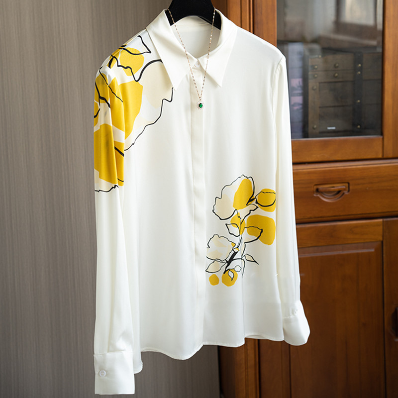 Damenmode-Imitation Maulbeerseide Hemd Langarm_voghion.com