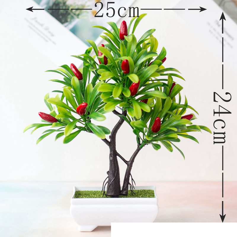 Simulazione vaso di fiori 16-maglia pepe piccolo albero bonsai fiore di plastica pianta verde vaso di fiori decorazione floreale ornamenti_voghion.com