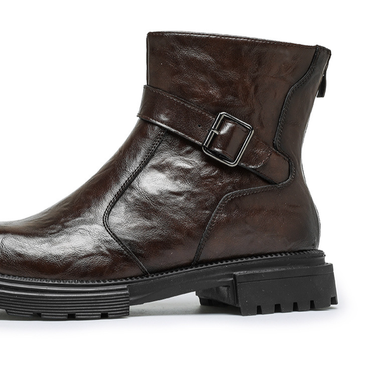 Casual heavy-soled work boots Autumn and winter fashion high-top leather boots retro all round head_voghion.com