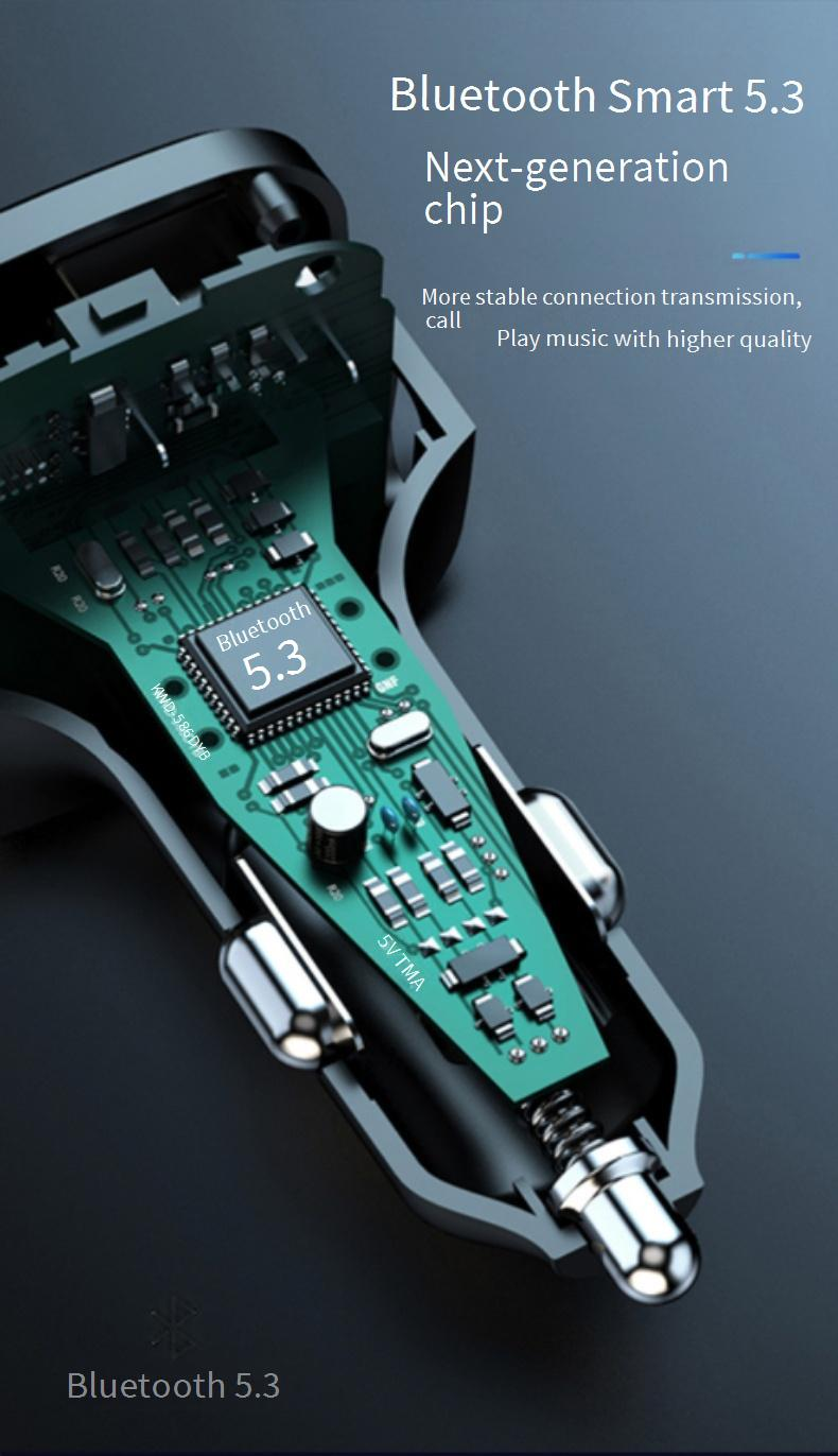 Car Chargers New Car Mp3 Bluetooth Player Fm Transmitter Digital Display PD Fast Charging Multi Function Car Charger_voghion.com