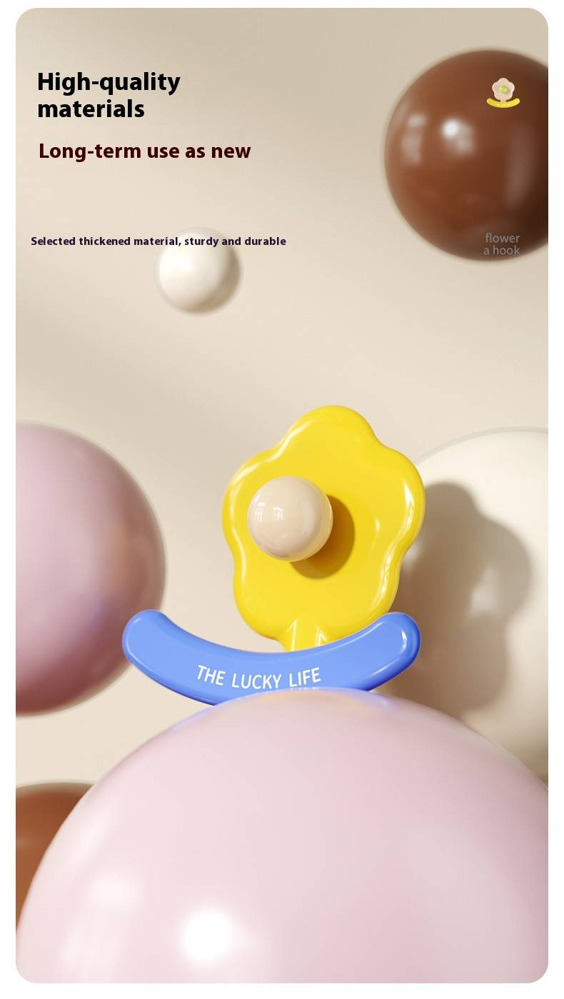 Sevimli Çiçek Yapışkanlı Kancalar - Ev, Mutfak ve Banyo İçin Matkap Gerektirmeyen Duvar Askıları (Beyaz/Sarı/Bej, 3 kg Taşıma Kapasitesi, Yerden Tasarruf Sağlayan Tek Kanca)_voghion.com