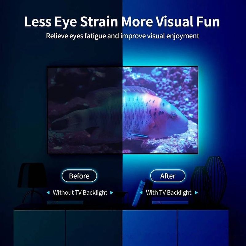Tira de luces LED RGB de 5 V con control remoto de 24 teclas: barra de luz USB inteligente que cambia de color para retroiluminación de TV, juegos y decoración del hogar._voghion.com